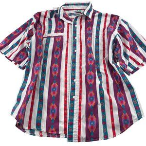 Center Aisle Plus Women's size 22W Vintage 80s Retro Colorful Blouse